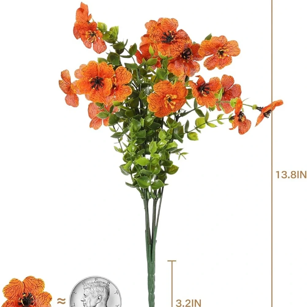 🧡🌼 Orange Faux Flowers - 12 Bundles